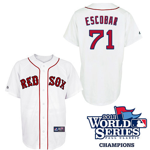 Edwin Escobar #71 MLB Jersey-Boston Red Sox Men's Authentic 2013 World Series Champions Home White Baseball Jersey